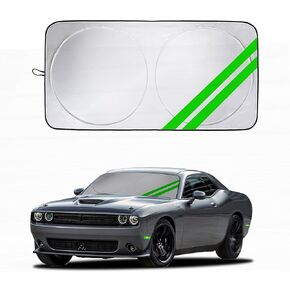 Front Windshield Sun Shade Fit for Dodge Charger Challenger Durango Journey Universal Fit to All Dodge Cars Foldable Sun Visor Protector Custom Fit Dodge Window Sunhade (Purple Trim)