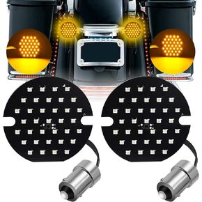 DC/AC 9-36V 3 1/4 inch Rear LED Turn Signals Flat Style 1156 Base Amber Light Compatible for Harle y/S oftail/R oad King/Ultra Classic/Electra G lide/U ltra Limited.