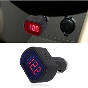 Car LED Cigarette Lighter Voltage Meter,Digital Display Car Battery Monitor 12V,Universal Electric Battery Voltage Meter Car Accessories for Most Cars Trucks SUVs Motorcycles (1PCS)