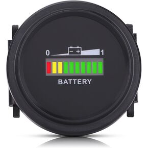 Qiilu LED Battery Indicator Meter, 12V 24V 36V 48V 72V LED Digital Battery Indicator Meter Gauge Charge Status Monitor Compact Tester for Carts Forklift Car Scooter Motorcycle