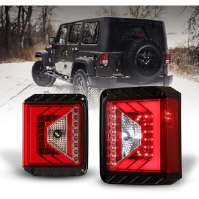 مصباح خلفي LED من WOLFSTORM مناسب لـ 2007-2018 Jeep Wrangler JK/JKU، 2007-2018 JK/JKU استبدال أضواء الذيل LED، زوج واحد (عدسة دخان سوداء)
