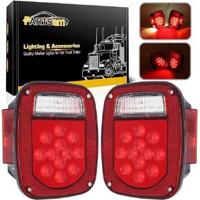 Partsam Square Rear Combination Tail Lights Lamps Assembly Compatible with 1979-2006 Wrangler TJ YJ CJ-5 CJ-7 Replacement Tail lamps Lights Assembly, Passenger Side and Driver Side