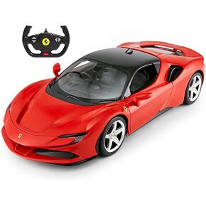 سيارة باور تي آر سي بجهاز تحكم عن بعد، فيراري SF90 RC بمقياس 1:14 نموذج سيارة رياضية مرخصة رسميًا تعمل بالبطارية مع مصابيح أمامية، أفكار هدايا عيد ميلاد للبالغين والأولاد من عمر 6 سنوات فما فوق، أحمر