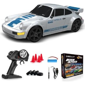 RC Drift Car 1:24 Remote Control Car 4WD 15KM/H High Speed Racing Sport Car with LED Lights RC Cars Toy Cars for Kids Boys Girls Adults Gifts Birthday Christmas Rechargeable Batteries