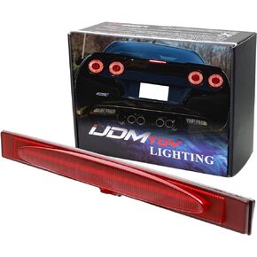 iJDMTOY Red Lens F1 Style Strobe Featured LED Trunk Lid High Mount Third Brake Light Assembly Compatible With 2005-2013 Chevy C6 Corvette