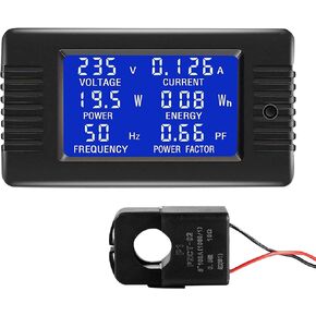 CrocSee AC 80-260V 100A CRS-022B LCD Display Digital Current Voltage Power Energy Frequency Power Factor Multimeter Ammeter Voltmeter with 100A Split Core Current Transformer
