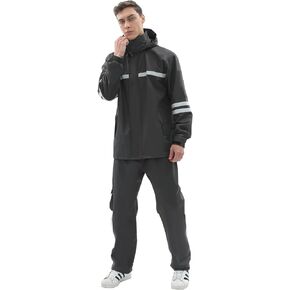 Rain Suit for Men & Women,Waterproof Rain Jacket&Trouser Suit with Reflective Strip,All-Sport Raincoat Anti-storm