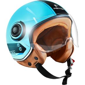 Open Face Motorcycle Helmet with Visor, Adults Retro Moped Helmets for Men Women, Vintage Half Face Motorcycle Helmet for Scooter Chopper Cruiser, DOT Approved
