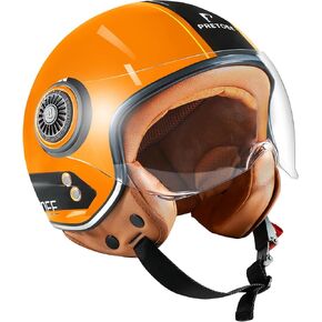 Open Face Motorcycle Helmet with Visor, Adults Retro Moped Helmets for Men Women, Vintage Half Face Motorcycle Helmet for Scooter Chopper Cruiser, DOT Approved