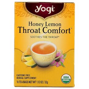 Yogi Tea, Honey Lemon Throat Comfort, 16 Count, Packaging May Vary
