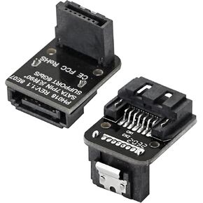 CERRXIAN 270 Degree SATA Adapter, Down Angle SATA 7Pin Male to Female Converter for Motherboard Desktops Computer SSD HDD(Down/Back)(2-Pack) in Saudi Arabia