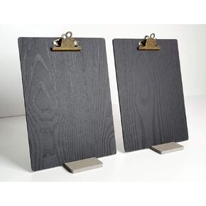 Menu or Receipt Holder with a Stand Set for Restaurant Cafe Bar Eatery Cafeteria Grill Clipboard Made of Moisture Resistant Engineered Wood (Letter(12.4" x 9.3"), Black, 2)