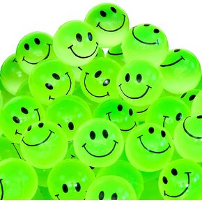 Bulk Bouncy Balls Glow in The Dark 1 Inch 144 Pc Small Rubber Smile Face High Bouncing Balls - Goodie Bag Stuffers Fillers - Vending Machines Balls Prize Toys & Giveaways, Party Favors