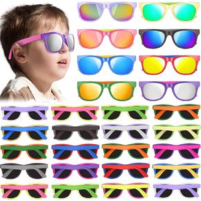 48 Pack Kids Sunglasses Bulk for Party Favors, 16 Colors Neon Sunglasses with UV400 Protection, Gift for Classroom, School Prizes Goodie Bags Stuffers, Kid Birthday, Beach, Summer Pool Party Supplies