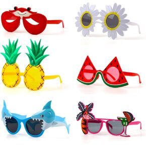 Party Sunglasses, 6 Pairs Funny Sunglasses Tropical Fancy Dress Props Summer Party Sunglasses Novelty Eyeglasses for Kids Adults in Kuwait
