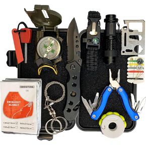 Survival Kit with First Aid and Tactical Tools, Camping Gear, Emergency Survival Gear - Gift for Men
