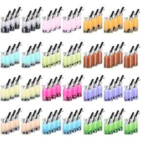 80Pcs Milk Tea Charms Fruit Tea Charm Pendant Boba Milk Tea Bottle Pendants Tea Charms Dangle Earring Necklace Pendants for DIY Jewelry Making Craft Earring Keychain