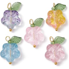 Airssory 80pcs/Box 4 Colors Handmade Czech Lampwork Glass Crystal Green Leaf Charms Pendants Leaf for Bracelet Mother's Day Jewelry Making - 18x11mm in Kuwait