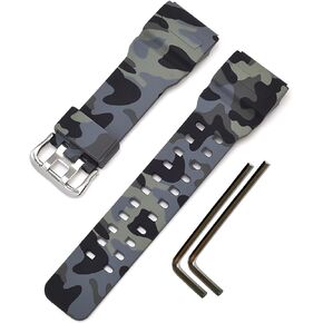 Natural Rubber Strap/Replacement Watch Band for Casio men's G-Shock Master of G Mudmaster Twin Sensor Sports Watch GG-1000/ GWG-100/ GSG-100 Series Watch Strap