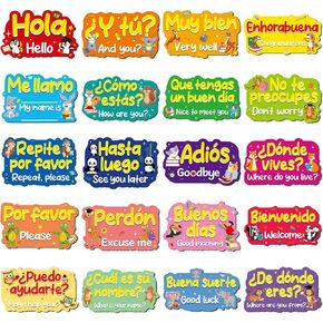 Pasimy 20 Pcs Spanish Posters Spanish Phrases Classroom Decorations Spanish Bulletin Board Set Learning Poster Study Materials for Teachers Primary and Preschool School Classroom Wall Decor (Boho) in Saudi Arabia