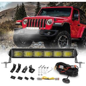 Auxbeam 12 Inch LED Light Bar, Single Row Slim Driving Beam Off Road Light Bar, 2PCS 6600LM Bright Waterproof Anti-Glare Projective Texture Mapping Light with DT Wiring Harness