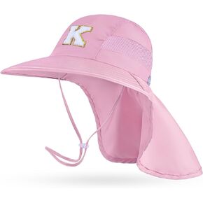 Kids Sun Hat for Girls UV Protection Toddler Beach Bucket Hats Adjustable Summer Fishing Hat with Neck Flap for Kid 2-8 Years