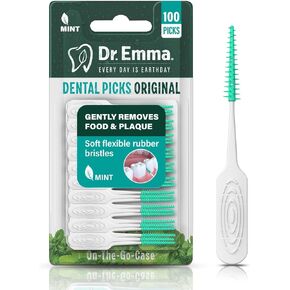 Original Dental Picks Mint Soft Rubberized Tooth Picks Easy to Use Brush Picks 100Ct/Pack, 2 Packs (200Ct)