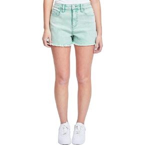 YMI Women's Essential High Rise 80's Acid Wash Mom Shorts