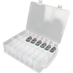 Double Sided Toy Car Storage Organizer Case for Model Cars, Transparent Carrying Box Container Carrier with 48 Compartments, Display Case for Small Dolls Mini Toys Model Car Storage and Collection