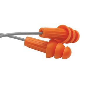 Noise Reducing Reusable Corded Ear Plugs, 26dB NRR, Flanged Shape, Orange, 100 Pairs/Case