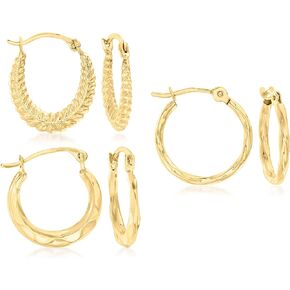 Ross-Simons 14kt Yellow Gold Jewelry Set: 3 Pairs Of Huggie Hoop Earrings