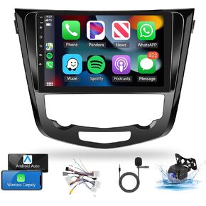 for Nissan Rogue X-Trail Qashqai 2014-2018 Android Car Stereo with Wireless Carplay Android Auto, 10.1“ Touchscreen Bluetooth Car Radio Support GPS Navigation WiFi HiFi Audio FM SWC USB+Backup Camera