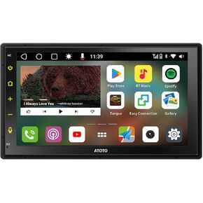 ATOTOT S8MS Double Din Digital Media Receiver, 7 inch QLED Touchscreen Android Car Stereo, 4G+32G, Wireless Android Auto & CarPlay, GPS Tracking, Built-in 4G LTE, Dual Bluetooth, LRV, SCVC, S8G2B74MS