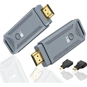 Wireless HDMI Transmitter and Receiver, 98FT Range, Plug & Play Portable Wireless HDMI Extender Supported 4K Decoding/1080P, Streaming from Laptop/PC/TV Box/Camera to Monitor/Projector/HDTV