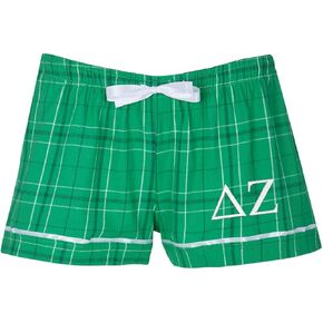 Delta Zeta Sorority Flannel Boxers - DeeZee Boxer Shorts - DZ Greek Letter Sleepwear Pajama Bottoms