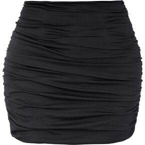 Black Mini Skirt for Women, High Waist Bodycon Short Skirt Stretch Ruched Tight Skirts for Women's Day Party Club Work Skirts