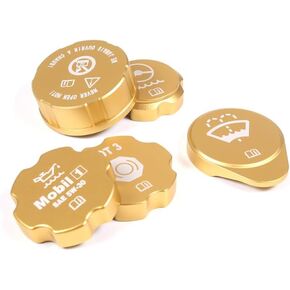 Engine Oil Cap Radiator Cap Washer Cap Brake Fluid Cap Cover Trim Compatible with Chevy Corvette C6 2005-2013, Aluminium Alloy Engine Cap Cover Set C6 Accessories 5PCS (red)
