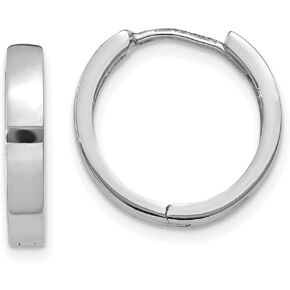 3mm Polished Hinged Hoop Huggie Earrings in Real 14k Gold