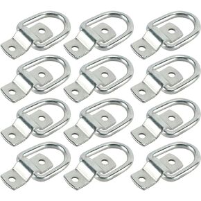 DasMarine D-Ring Tie Downs, 1/4" D-Rings Anchor Lashing Ring for Loads on Trailers Trucks RV Campers Vans ATV SUV Boats Motorcycles etc Vehicles, 1200 Pound Capacity per Ring (12)