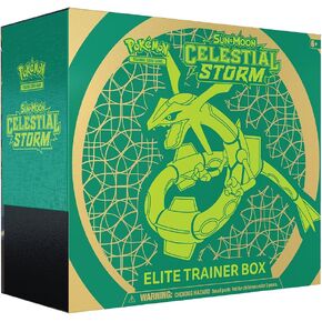Pokémon 820650804502 Sun & Moon Elite Trainer Celestial Storm Box, Trading Card Game, Dice, Competition Coin & More