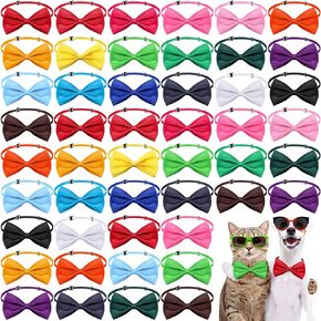 200 Pieces Bulk Dog Bow Ties with Adjustable Collar 19 Colors Puppy Cat Dog Neck Tie Collars Pet Grooming Accessories for Little Medium Girl Boy Pet Holiday Festival Wedding Birthday Gift Party