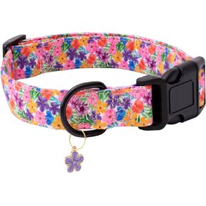 Faygarsle Pink Strawberry Print Cotton Dog Collar for Small, Medium, Large Boys Girls Dogs S