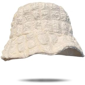 huablo]Bucket Hat Women Lightweight Outdoor Summer Beach Vacation Seersucker Jacquard Bucket Caps for Women 12P-PPSa Beige