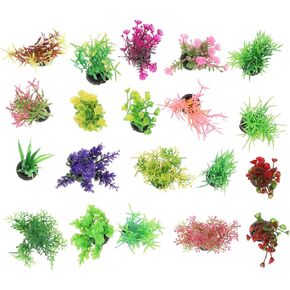 Ipetboom 20pcs Fish Tank Landscaping Water Plants Succulants Terrarium Plants Artificial Succulent Aquarium Plants Decors Fish Tank Plants Artificial Plastic Plant Mini Plastic Water Plants