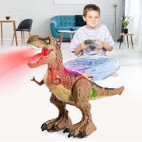 Remote Control Dinosaur for Kids, Large T-Rex Dinosaur Toys for Boys 3 4 5 6 7 8 Year Old, Realistic RC Walking Dinosaur Toy with Light, Roar & Spray, Birthday Gift for Boys Girls 3+