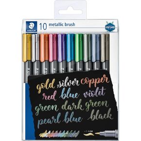 STAEDTLER 8321 TB10 metallic brush pens, wallet of 10 assorted colours