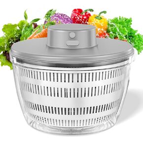 Qulable Large Salad Spinner 4.3 Qt, 10s Super Quick Auto Dehydration, Easy Press Lettuce Spinner Kitchen Gadgets Kitchen Dehydrator for Fruits and Vegetables with Rapid Drainage and Mixing Function