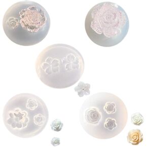 Mulukaya 5Pcs Mini Flower Resin Silicone Molds Jewelry Making Tools Casting Molds for DIY Craft Keychain Necklace Earrings Project