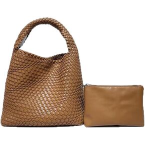 Woven Tote Bag for Women,Woven Bag Purses and Handbags,Hand-Woven Tote Handbag,Woven Shoulder Bag,Woven Leather Handbags