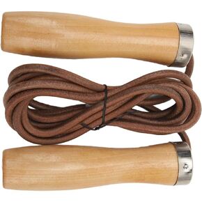 Jumps Rope Cowhide Wooden Handle Portable Highly Effective Skipping Rope for Fitness Exercise